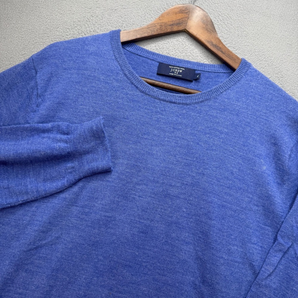 J.Crew Merino Wool Sweater Mens XL Blue Knit Pullover Crewneck Classic Preppy